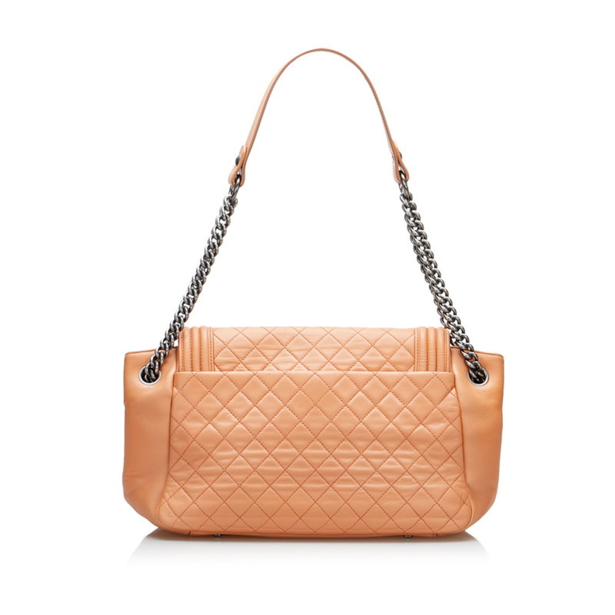 CHANEL Boy Coco Mark One Shoulder Bag Handbag Salmon Pink Leather Ladies