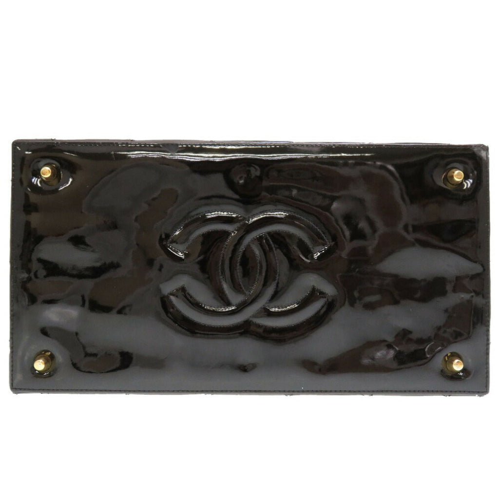 CHANEL Matelasse Enamel Black Cocomark Turnlock Vanity Bag