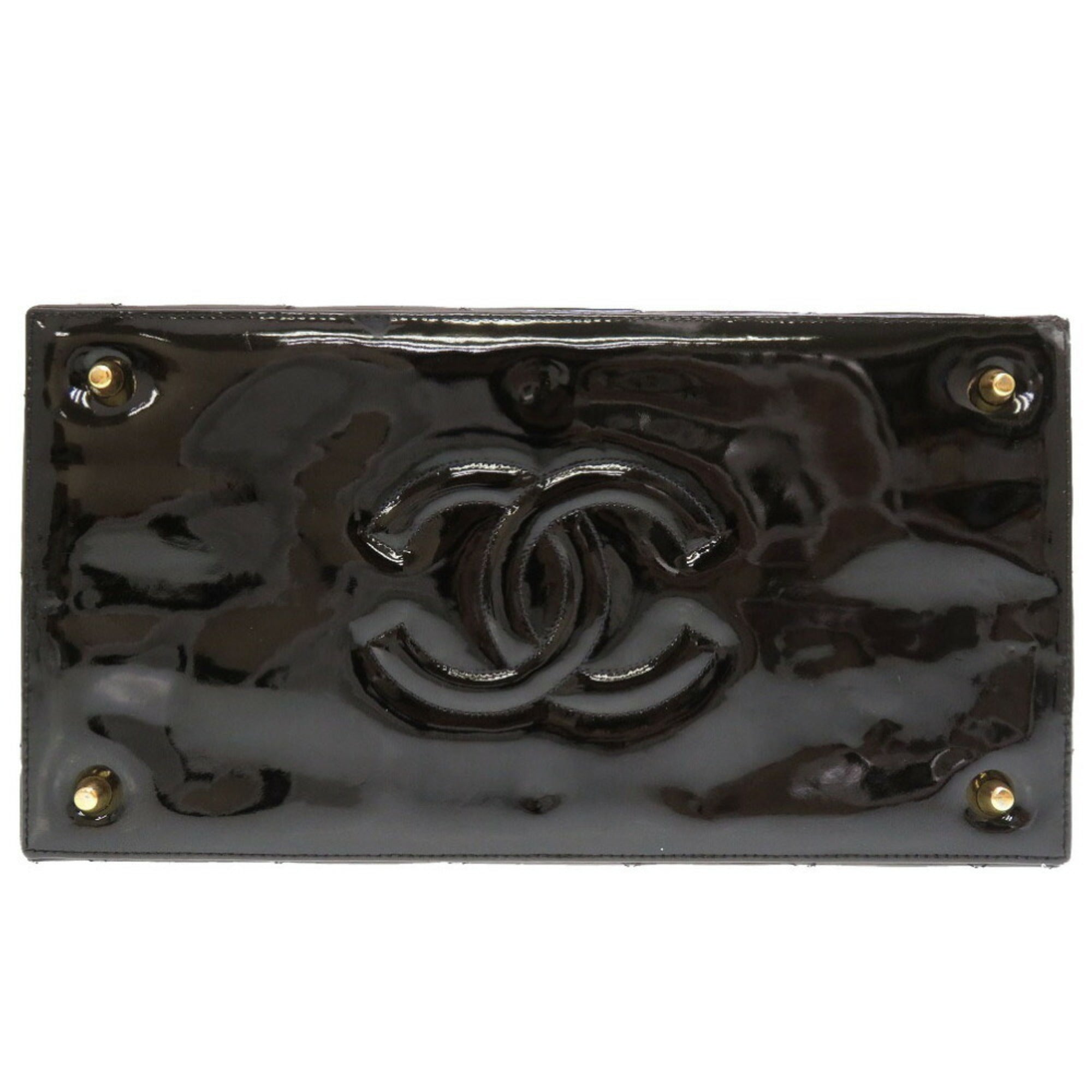 CHANEL Matelasse Enamel Black Cocomark Turnlock Vanity Bag
