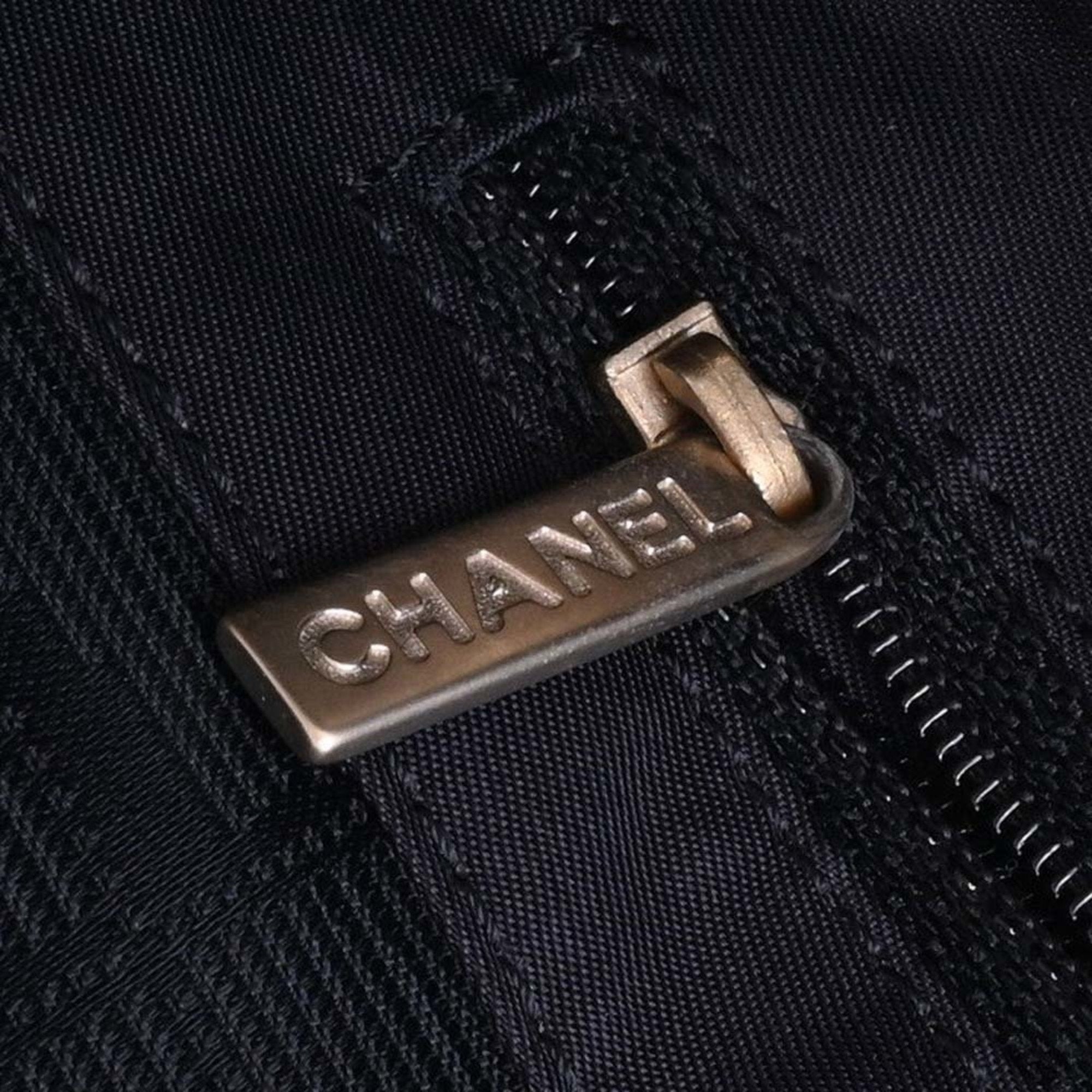 CHANEL Nylon New Line MM Tote Bag Black Ladies
