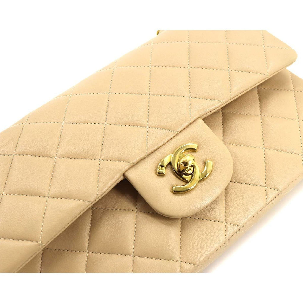CHANEL Matelasse 23 Chain Shoulder Bag Leather Beige A01113 Vintage Coco Mark Gold Hardware