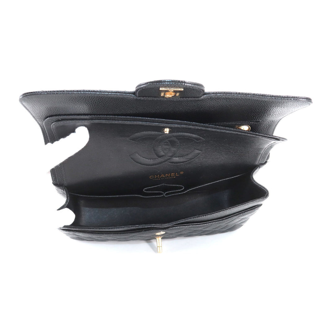 CHANEL Matelasse 25 Chain Shoulder Bag Caviar Skin Black A01112 Gold Hardware Coco Mark Vintage