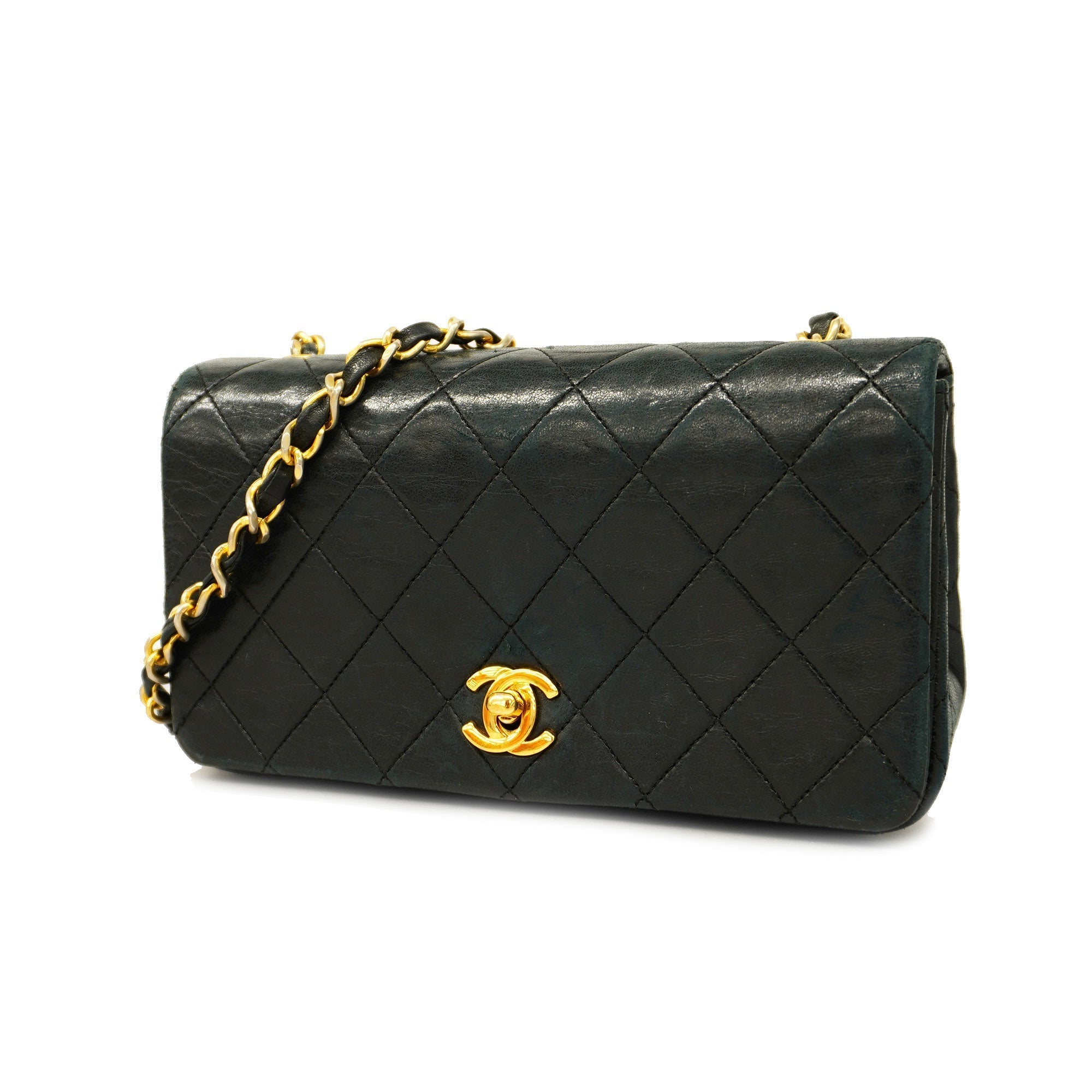 CHANELAuth  Matelasse Chain Shoulder Women's Leather Shoulder Bag Black