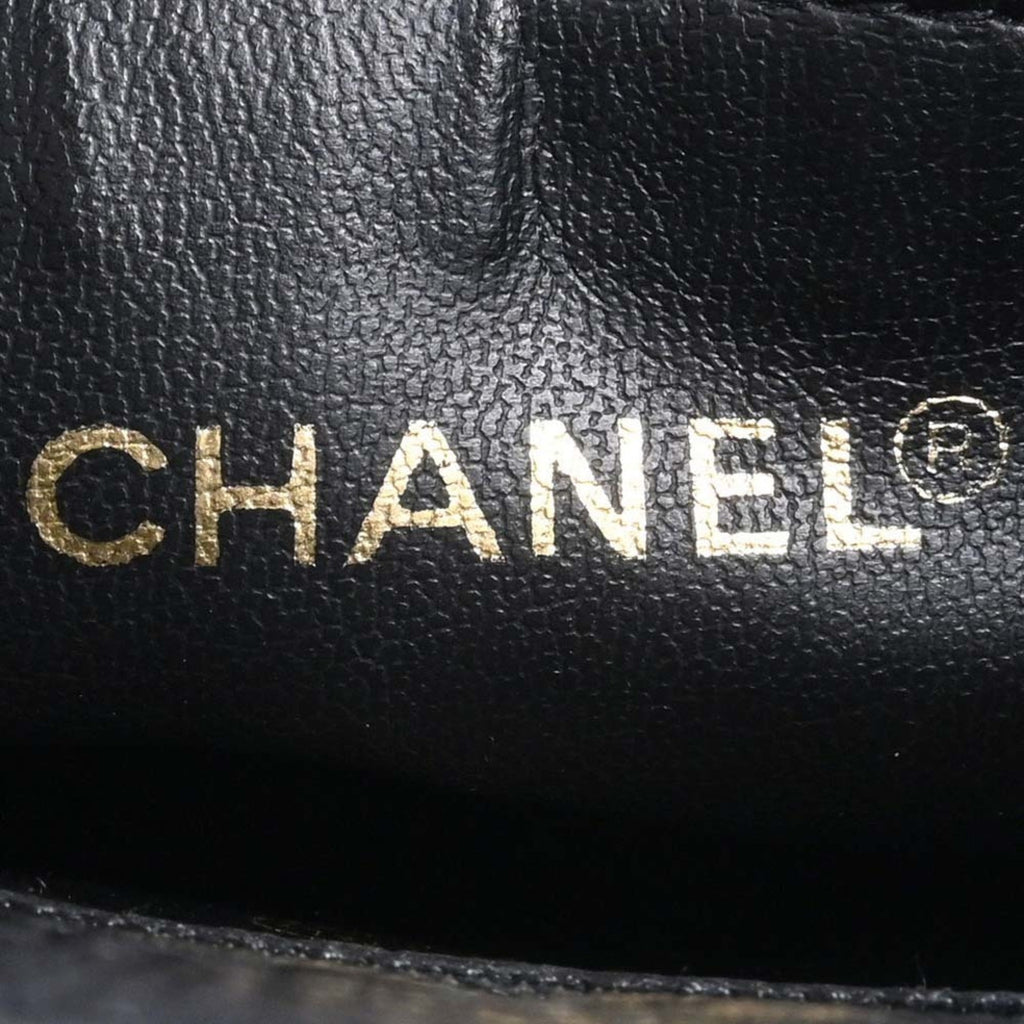 CHANEL Caviar Skin Coco Mark Chain Tote Bag Black Ladies