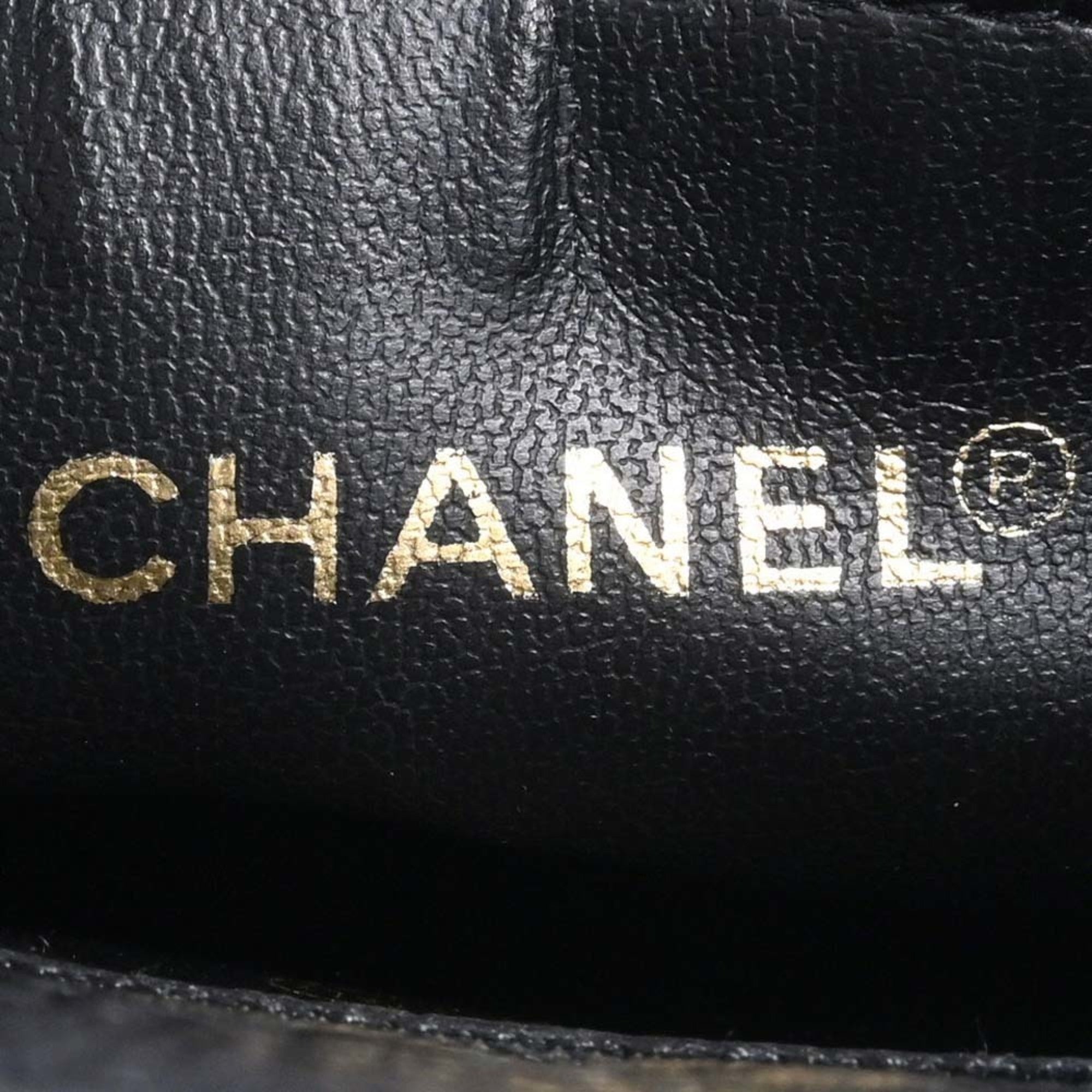 CHANEL Caviar Skin Coco Mark Chain Tote Bag Black Ladies