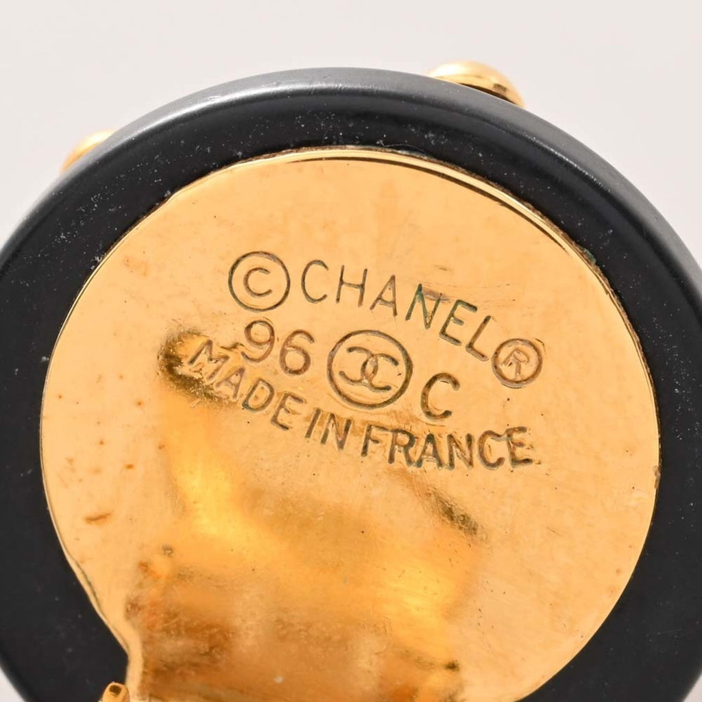 CHANEL Cocomark earrings black ladies