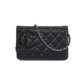 CHANEL cambon line chain wallet folio long leather enamel black silver metal fittings A46646 Cambon Line Chain Wallet