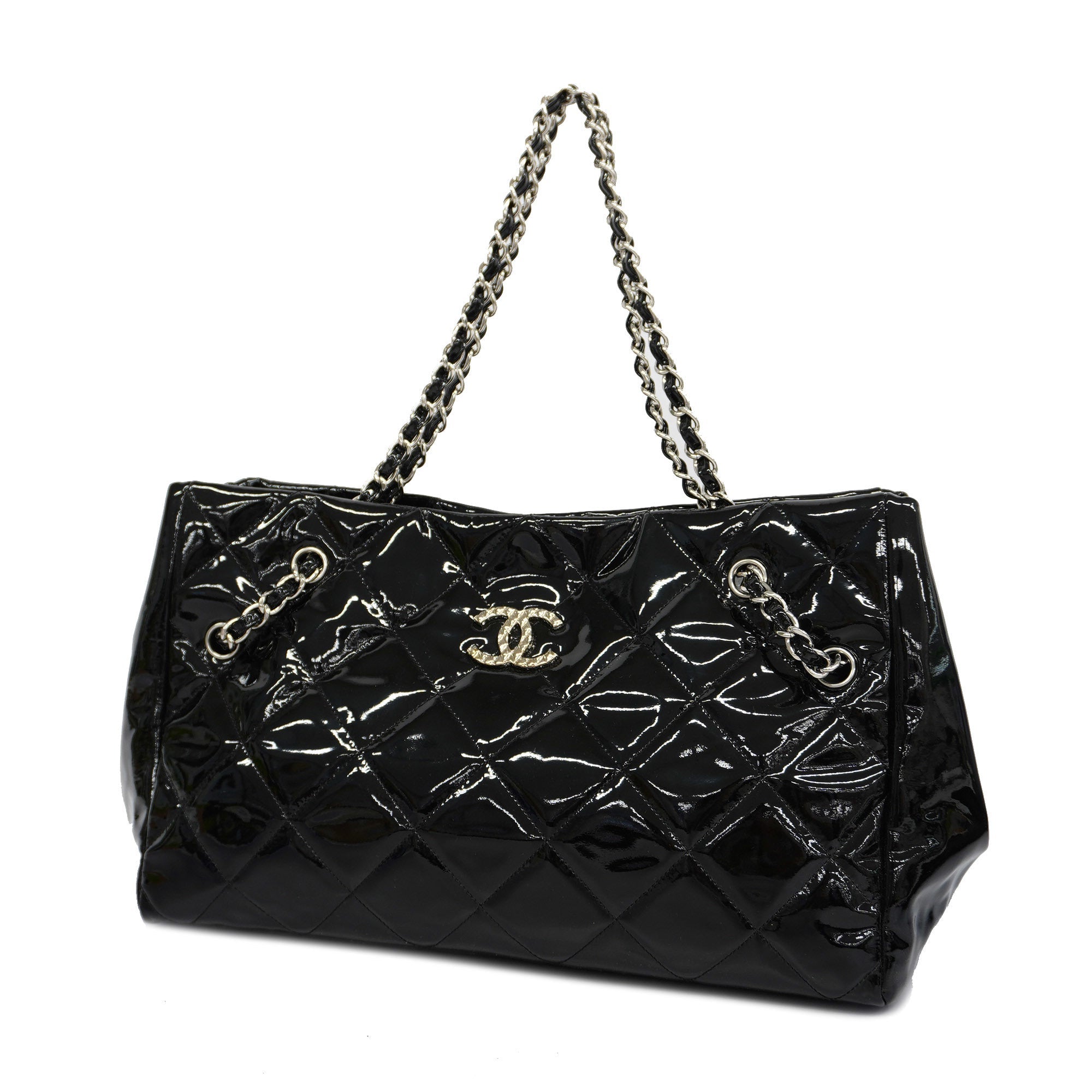 CHANELAuth  Matelasse Chain Shoulder Bag Women's Patent Leather Black