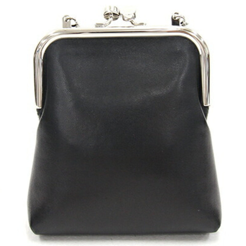 SAINT LAURENT Chain Pouch Charniere Black Leather Women's