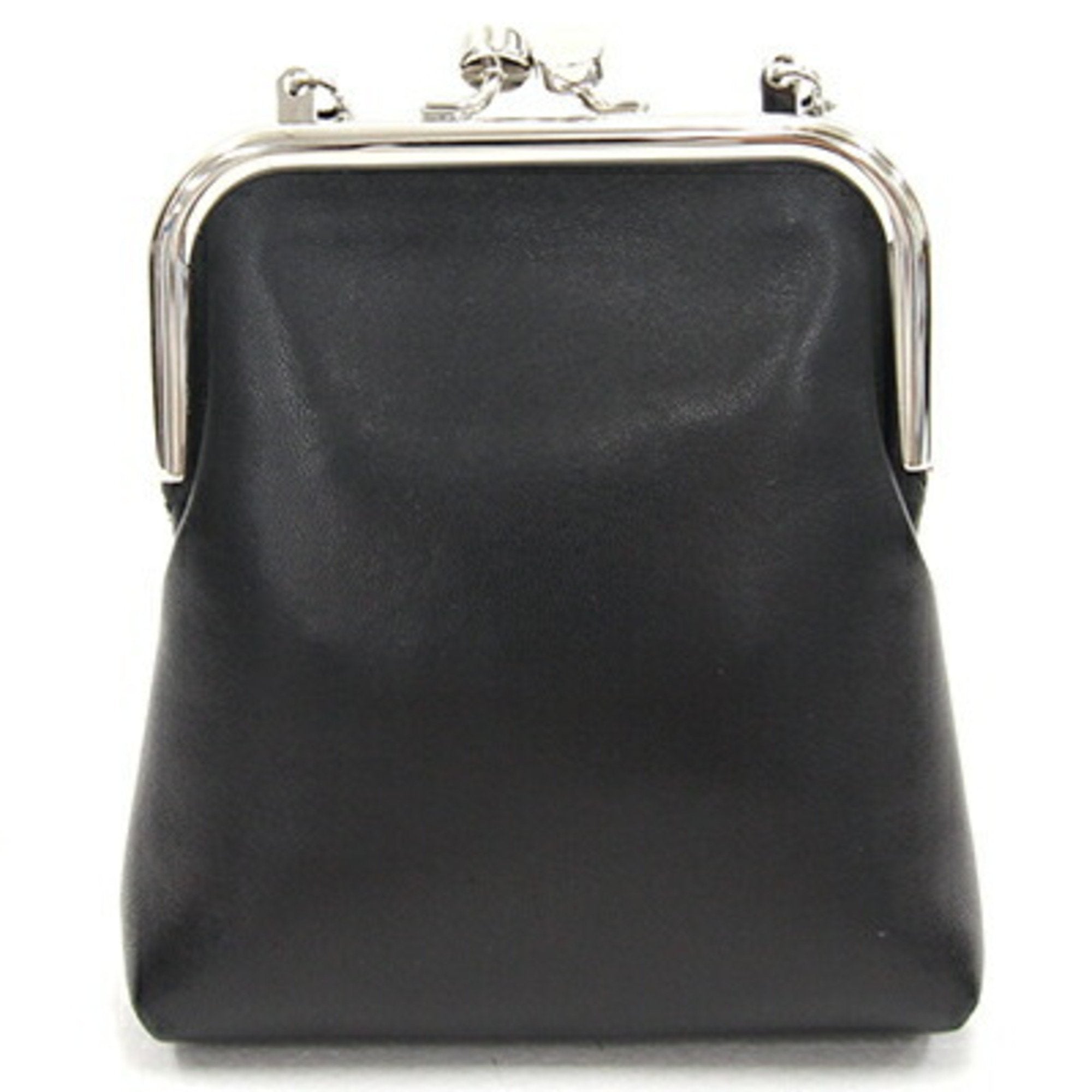 SAINT LAURENT Chain Pouch Charniere Black Leather Women's