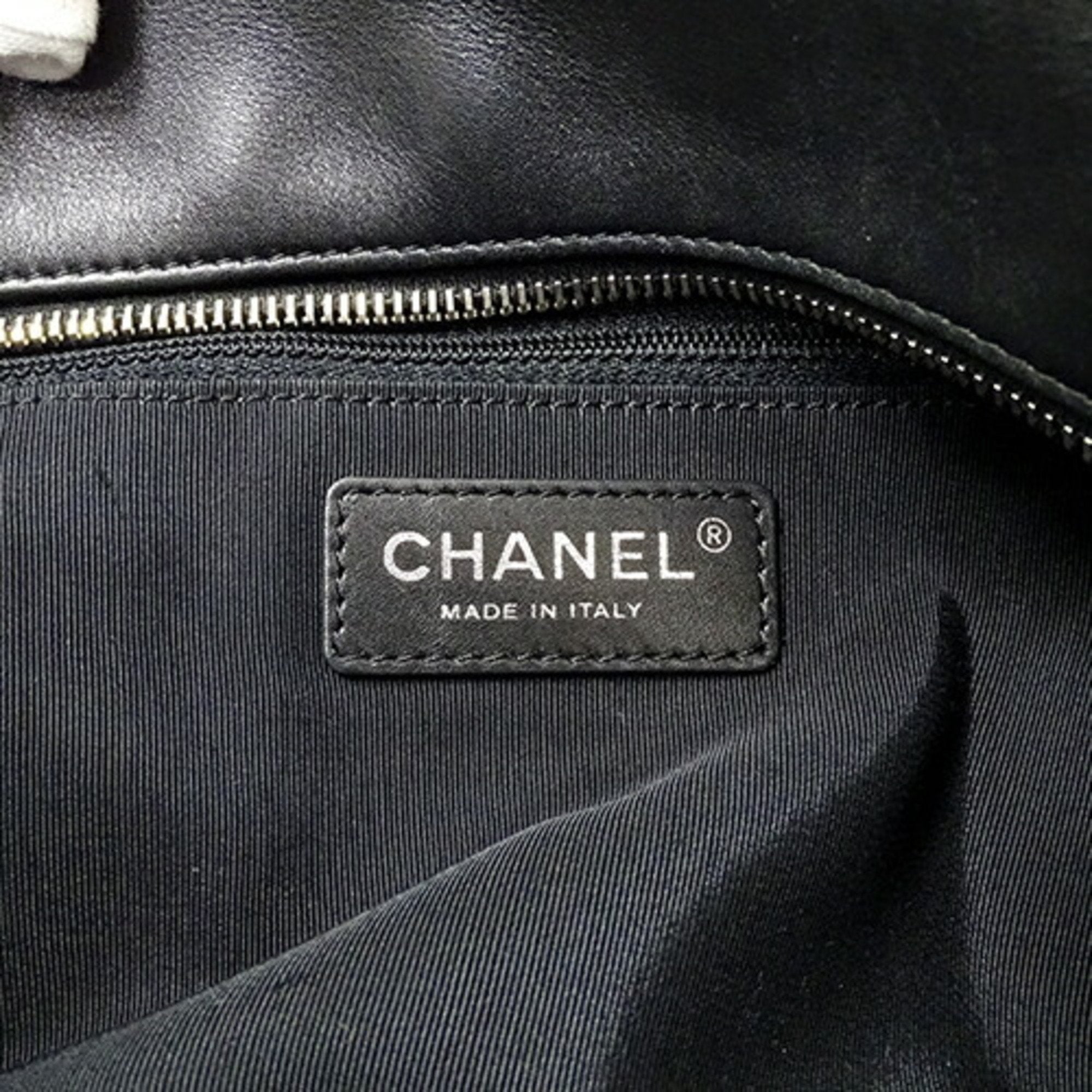 CHANEL bag matelasse lady's tote handbag 2way leather black
