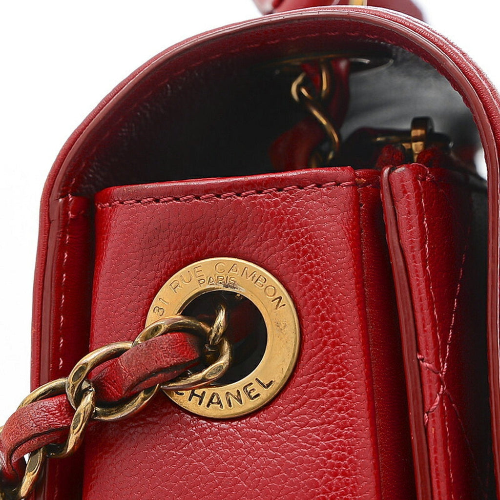 CHANEL matelasse 2-way chain bag leather red gold hardware