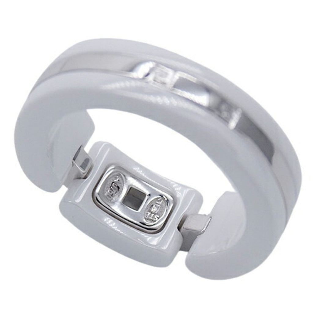 CHANEL Ring Women's 750WG White Ceramic Diamond Ultra T49 Approx. No. 8 Polished