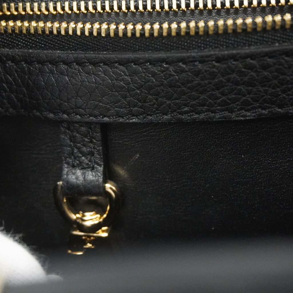LOUIS VUITTONAuth  Taurillon 2way Bag Capucine MM M57523 Black,Light Blue