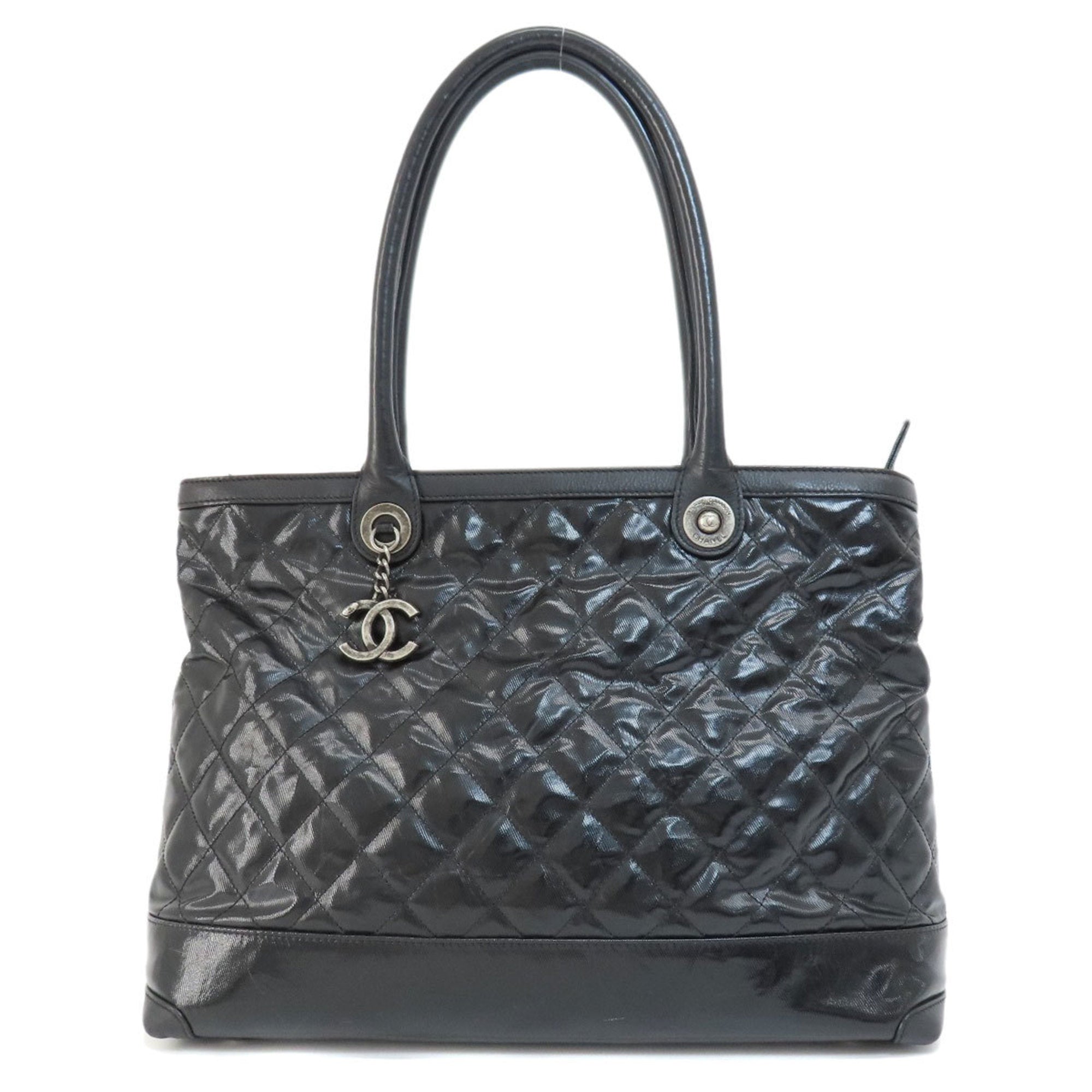 CHANEL matelasse tote bag patent leather ladies