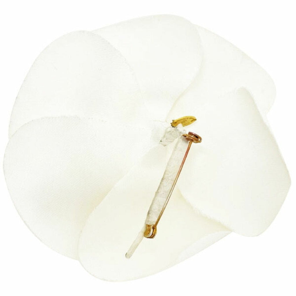CHANEL Brooch Camellia Corsage Fabric Ivory White Flower Ladies