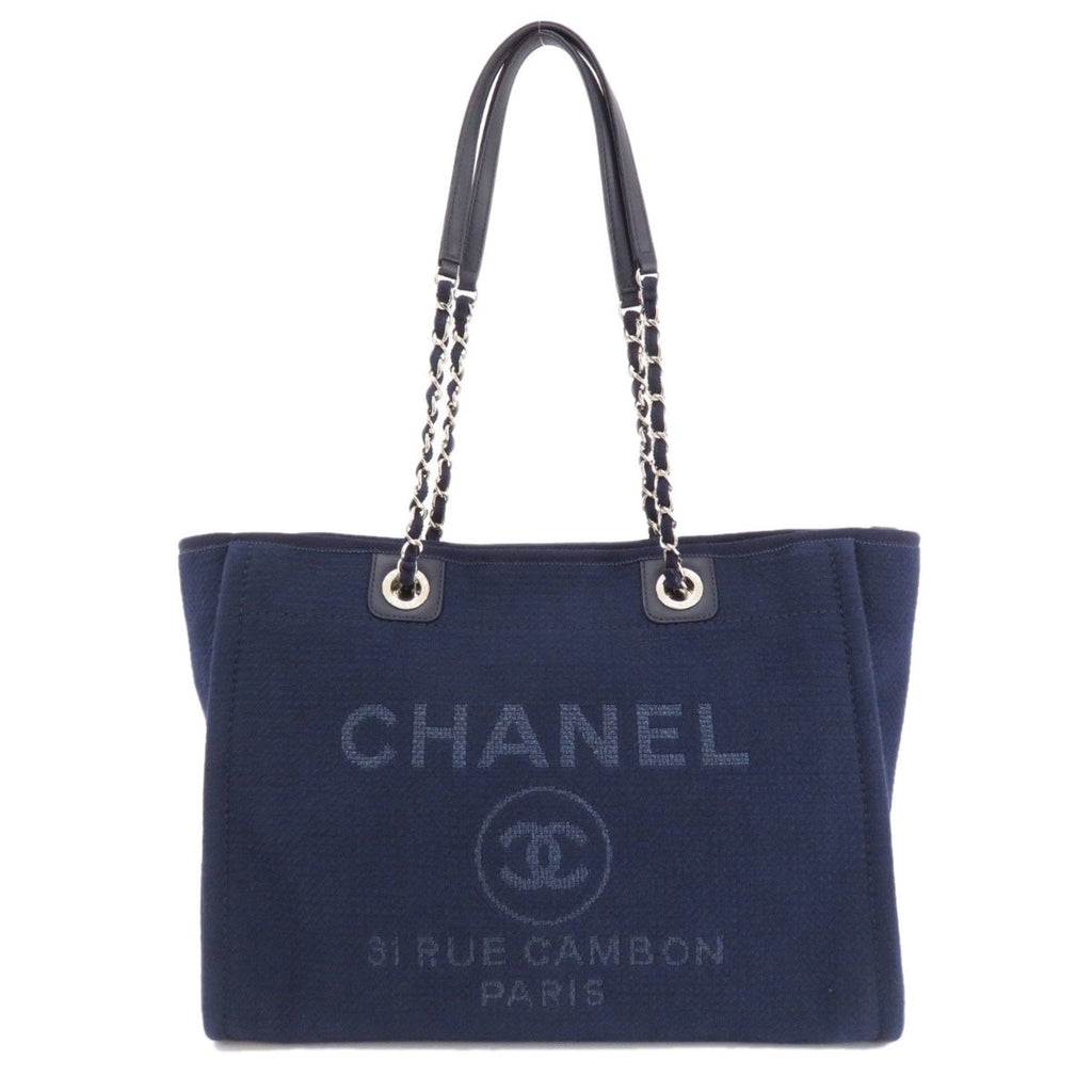 CHANEL Deauville Coco Mark Tote Bag Canvas Ladies