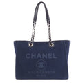 CHANEL Deauville Coco Mark Tote Bag Canvas Ladies