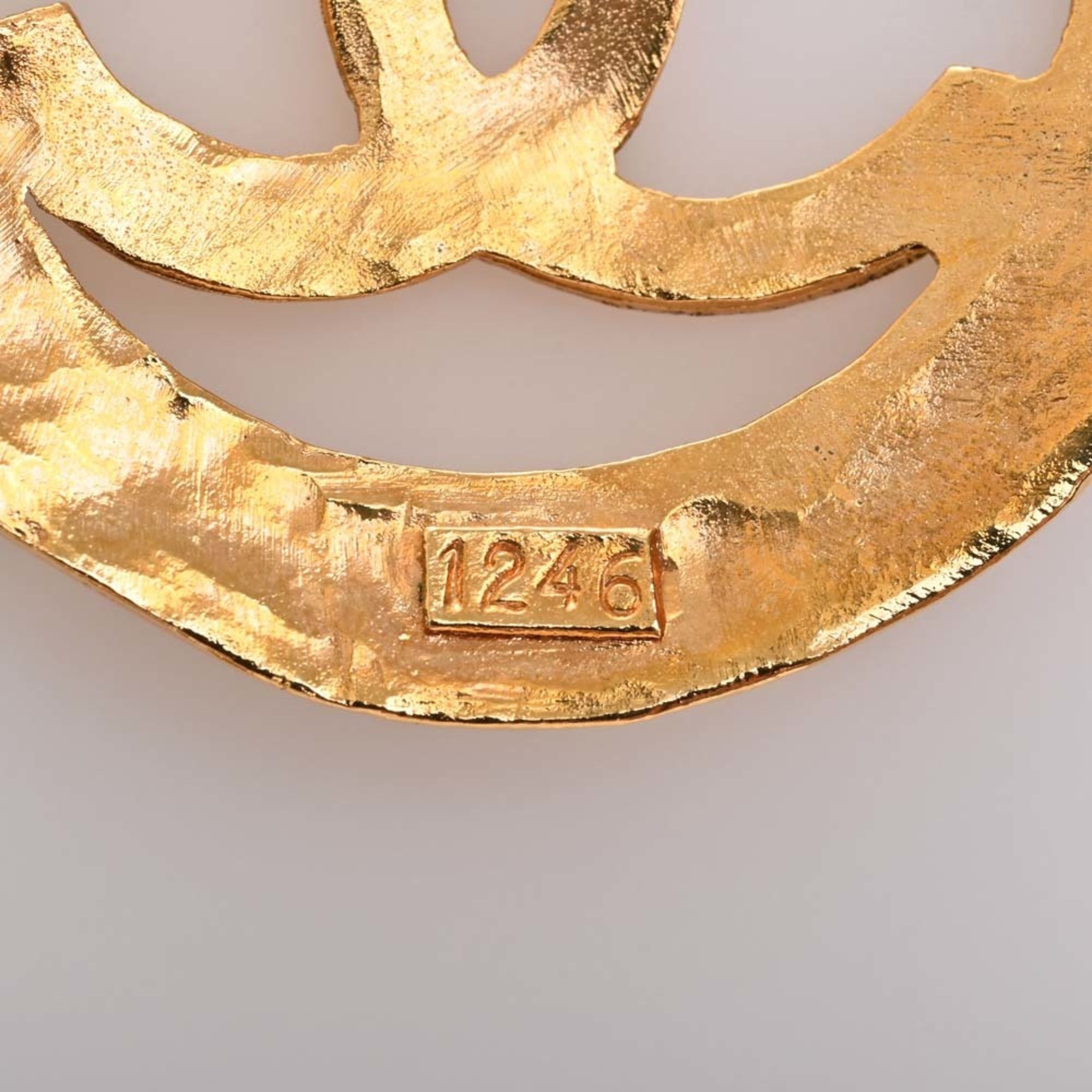 CHANEL Cocomark Circle Brooch Gold Ladies