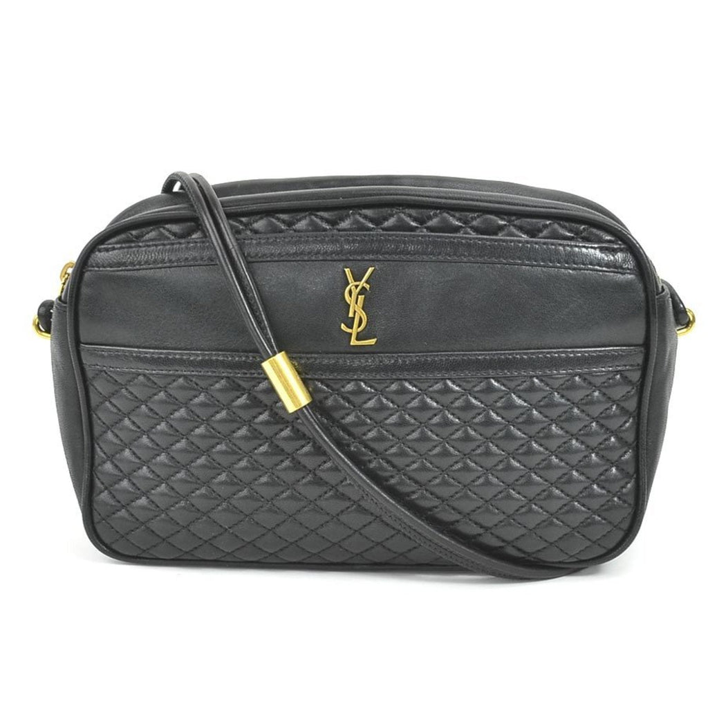SAINT LAURENT shoulder bag leather black gold ladies 648990