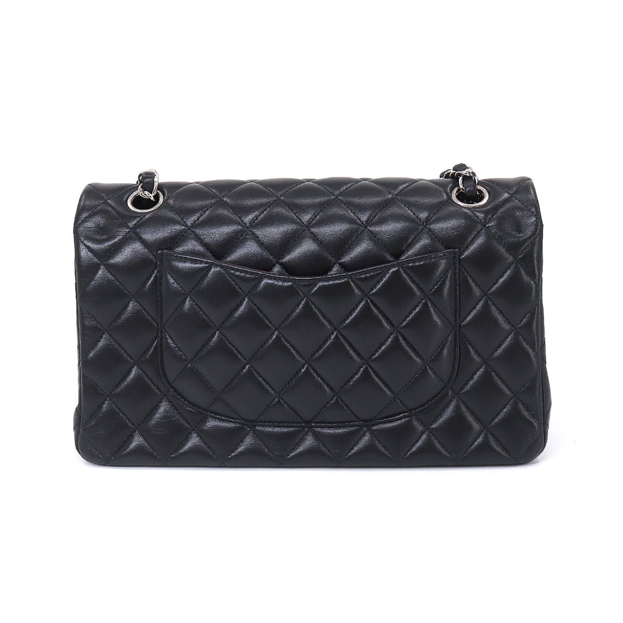 CHANEL Matelasse 25 Chain Shoulder Bag Leather Black A01112 Silver Hardware