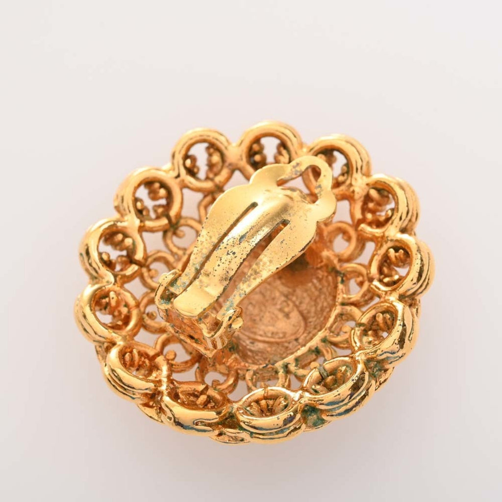 CHANEL round earrings gold ladies