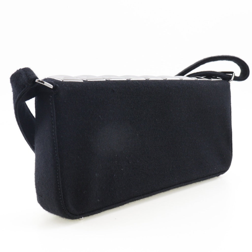 CHANEL ice cube shoulder bag chocolate bar cotton black ladies