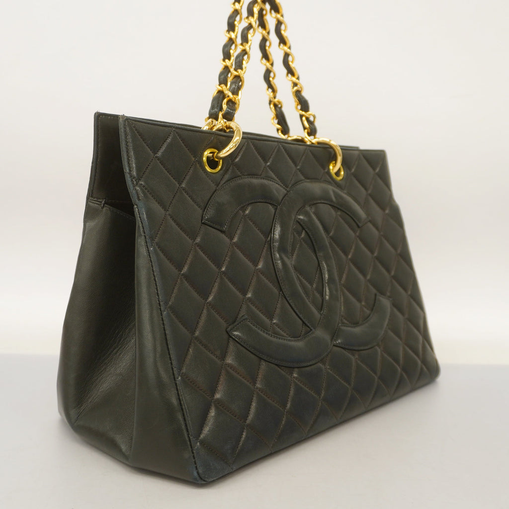 CHANELAuth  Matelasse Chain Tote Bag Women's Leather Tote Bag Beige