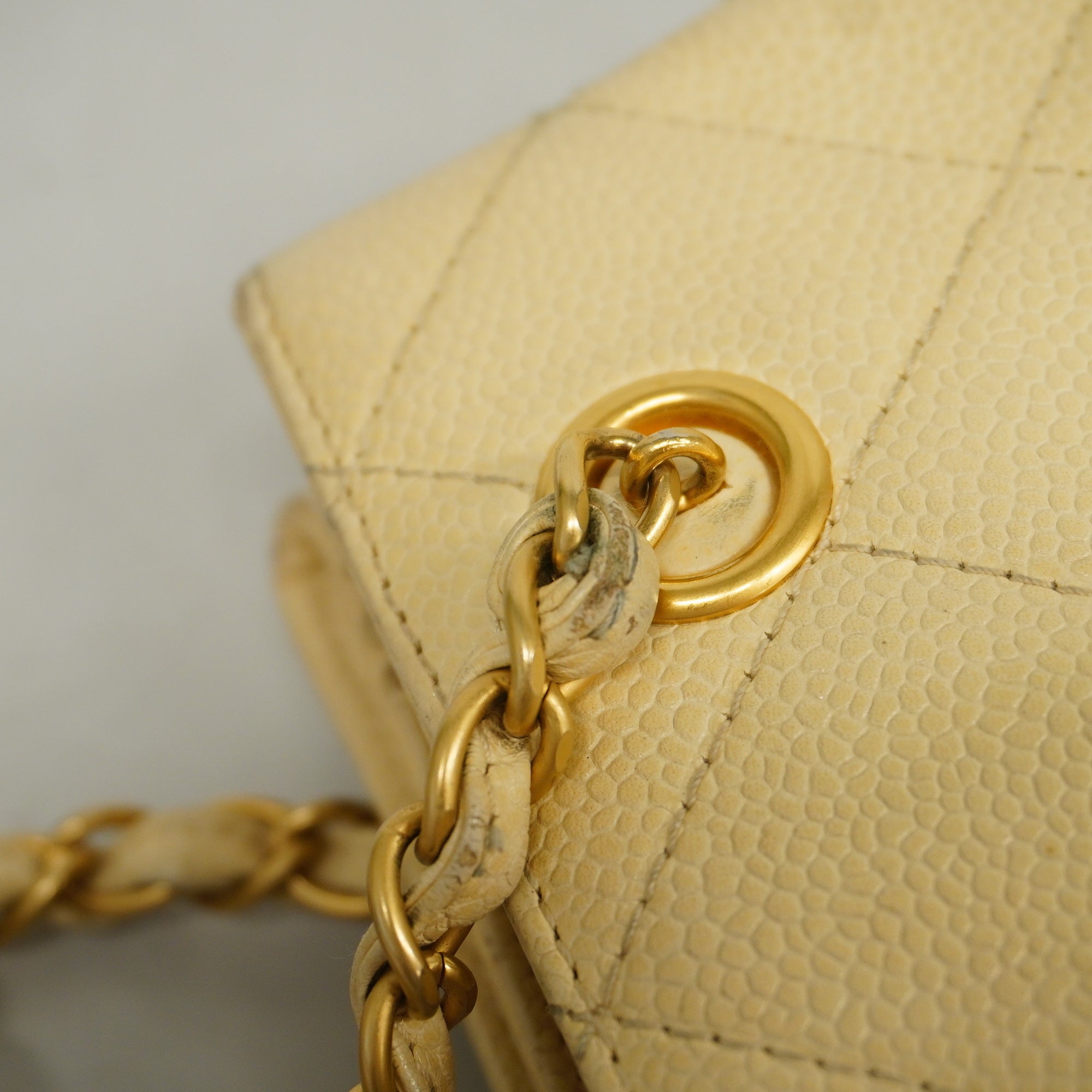 CHANEL[3ae5076]   Shoulder Bag Matelasse Chain Shoulder Caviar Skin Ivory Gold metal