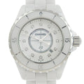 CHANEL J12 watch 12P diamond H1628 white ceramic quartz analog display ladies dial