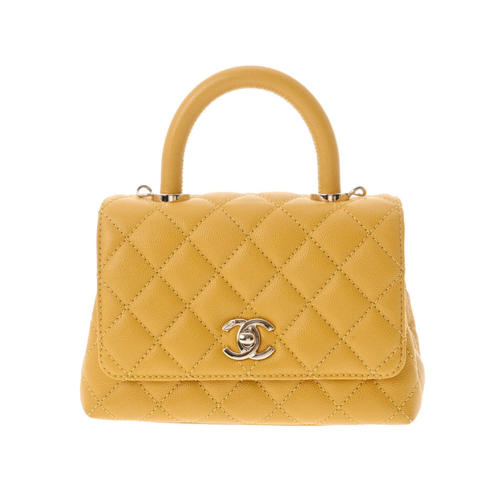 CHANEL matelasse XXS yellow AS2215 ladies caviar skin bag