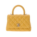 CHANEL matelasse XXS yellow AS2215 ladies caviar skin bag