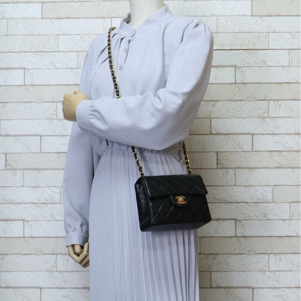 CHANEL Chain Matelasse Shoulder Bag Lambskin Black Women's