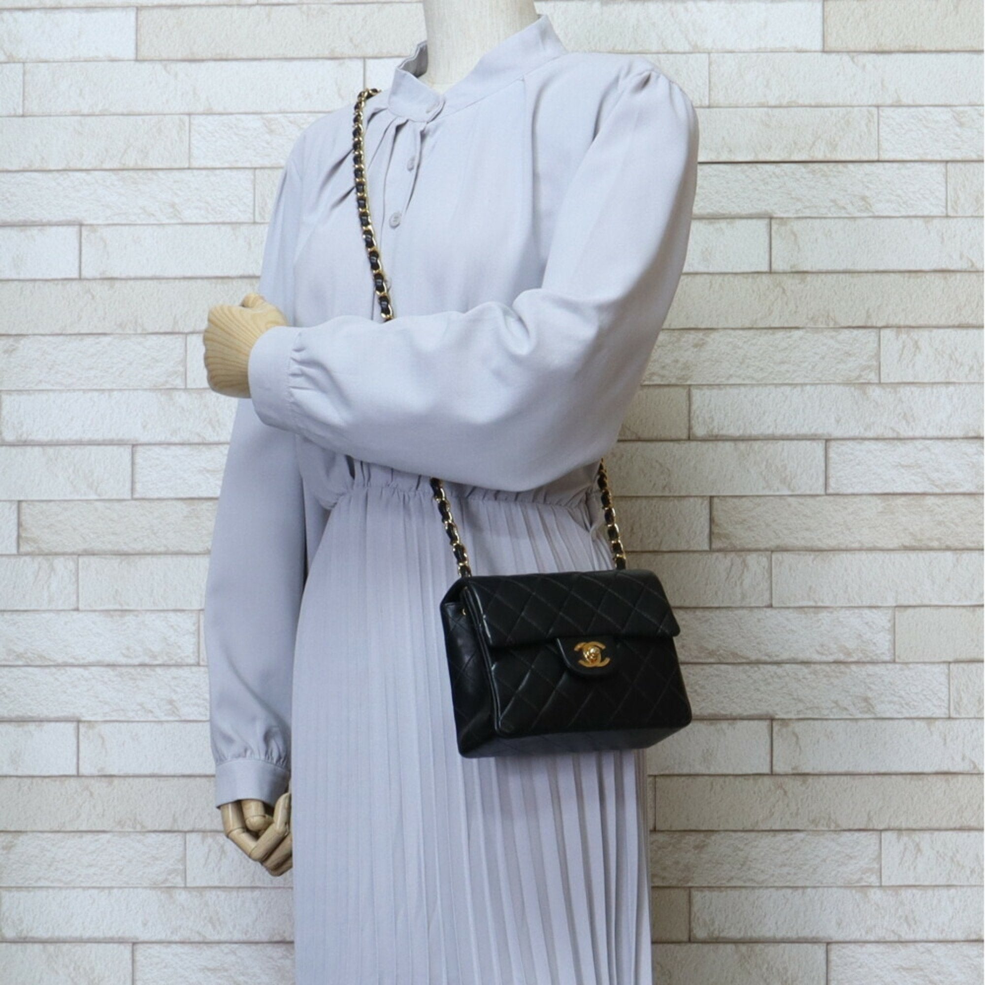 CHANEL Chain Matelasse Shoulder Bag Lambskin Black Women's