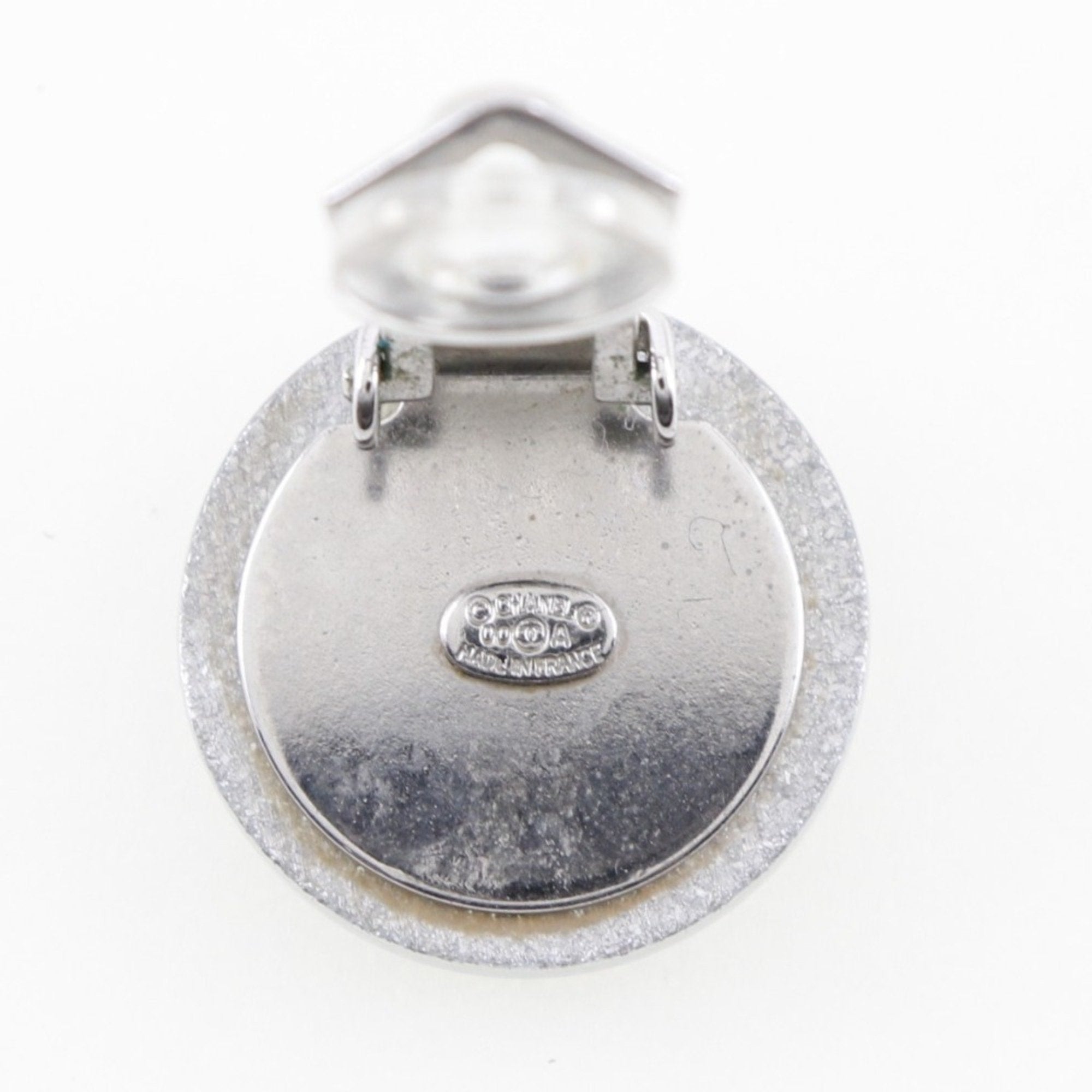 CHANEL COCO Mark Earrings Plastic France Year 2000 Silver 00A Women's