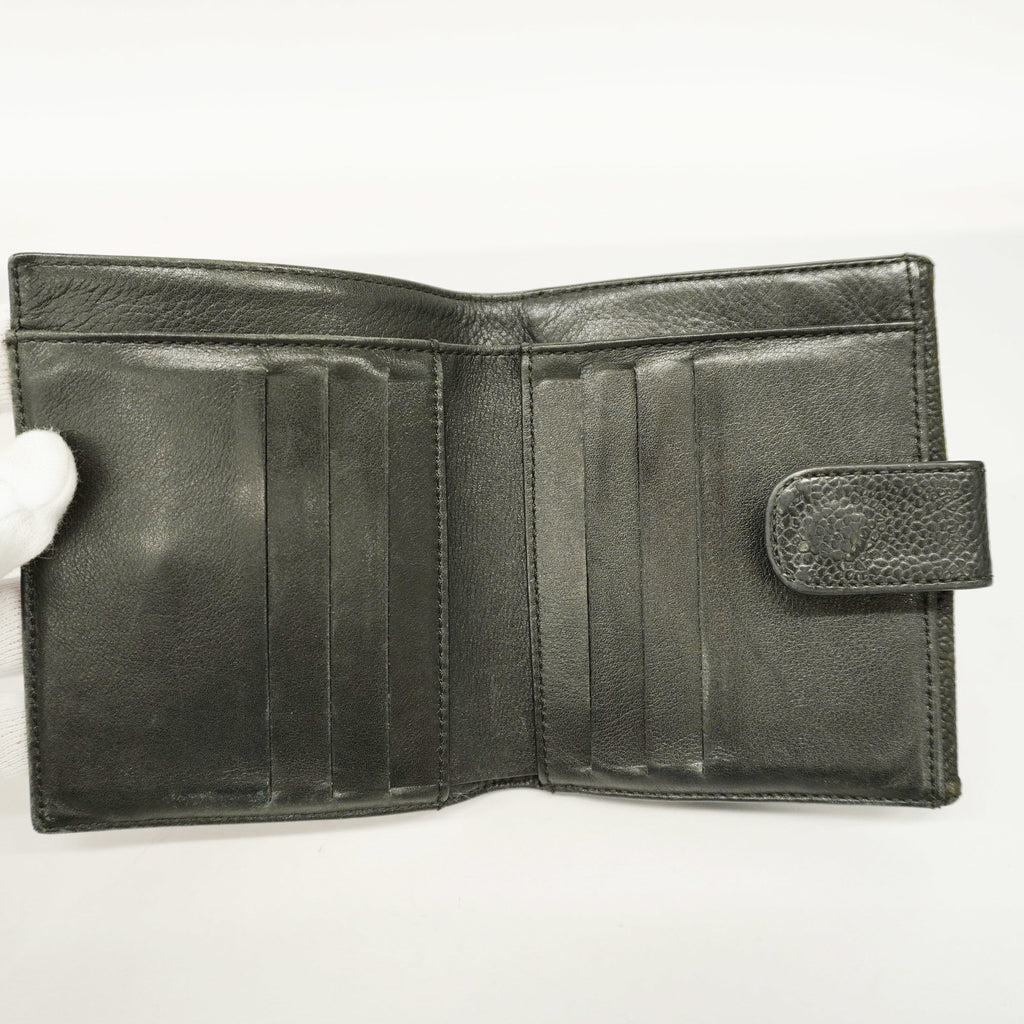 CHANEL  Gold Hardware Women's Caviar Leather Long Wallet [bi-fold] Black