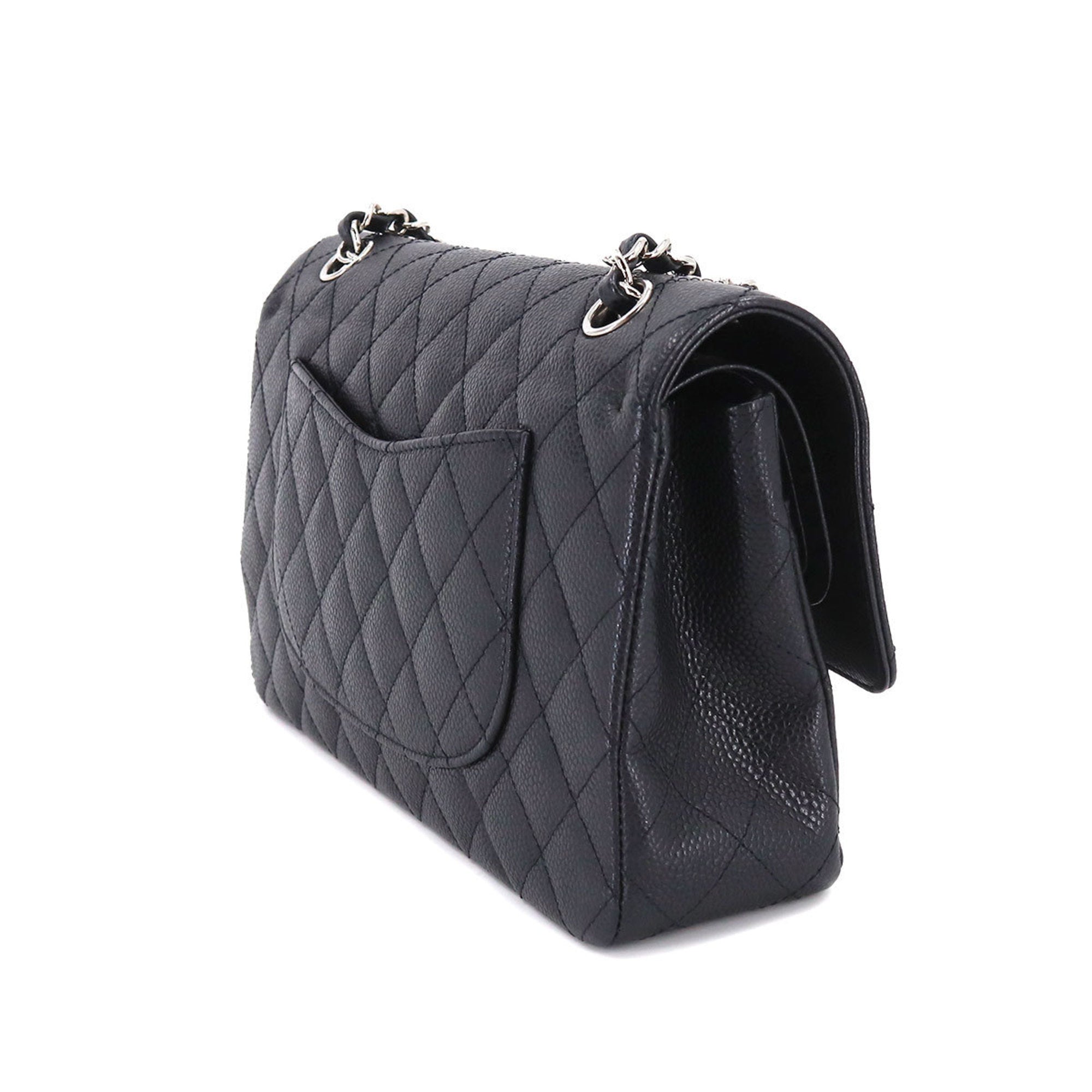 CHANEL Matelasse 25 Chain Shoulder Bag Caviar Skin Black A01112 Silver Hardware Coco Mark