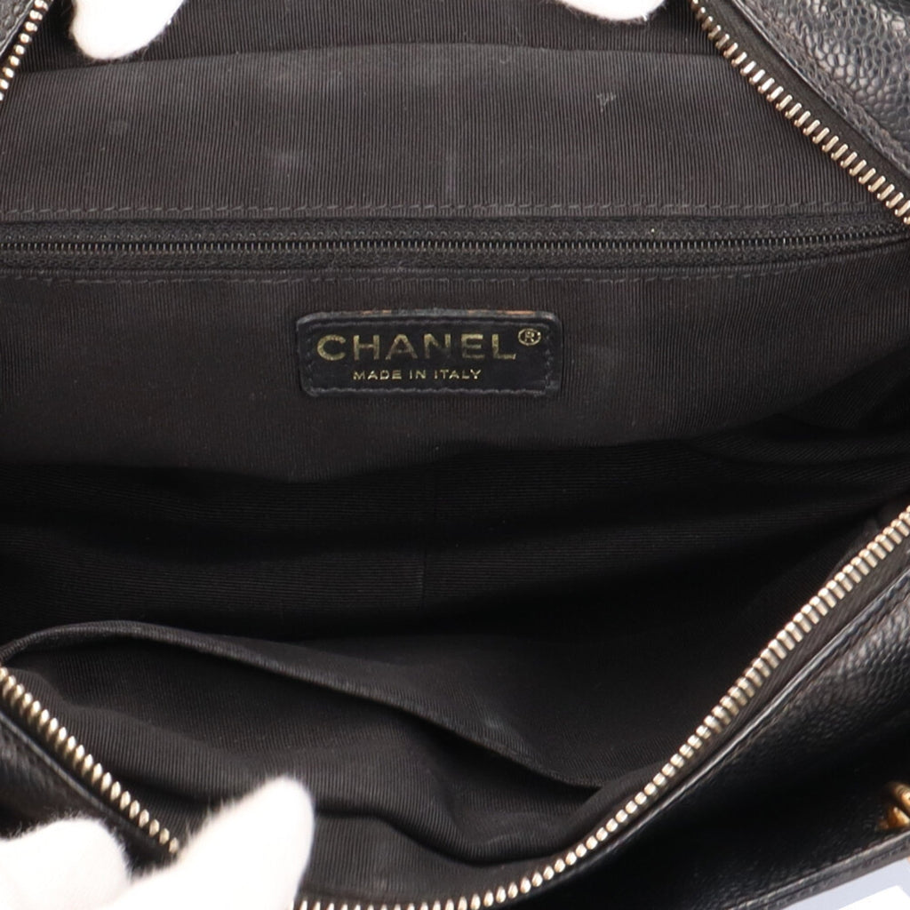 CHANEL chain matelasse handbag caviar skin black ladies