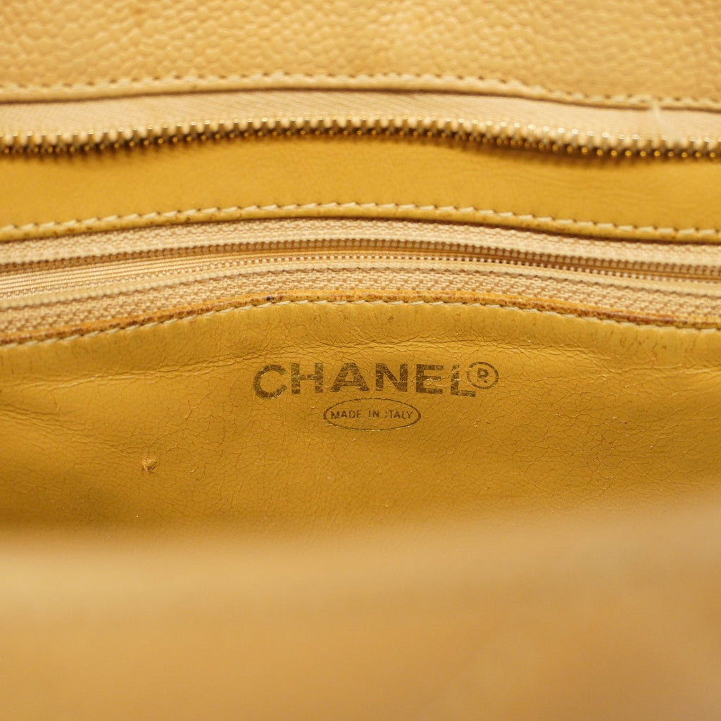 CHANELAuth  Reprint Tote Women's Caviar Leather Tote Bag Beige