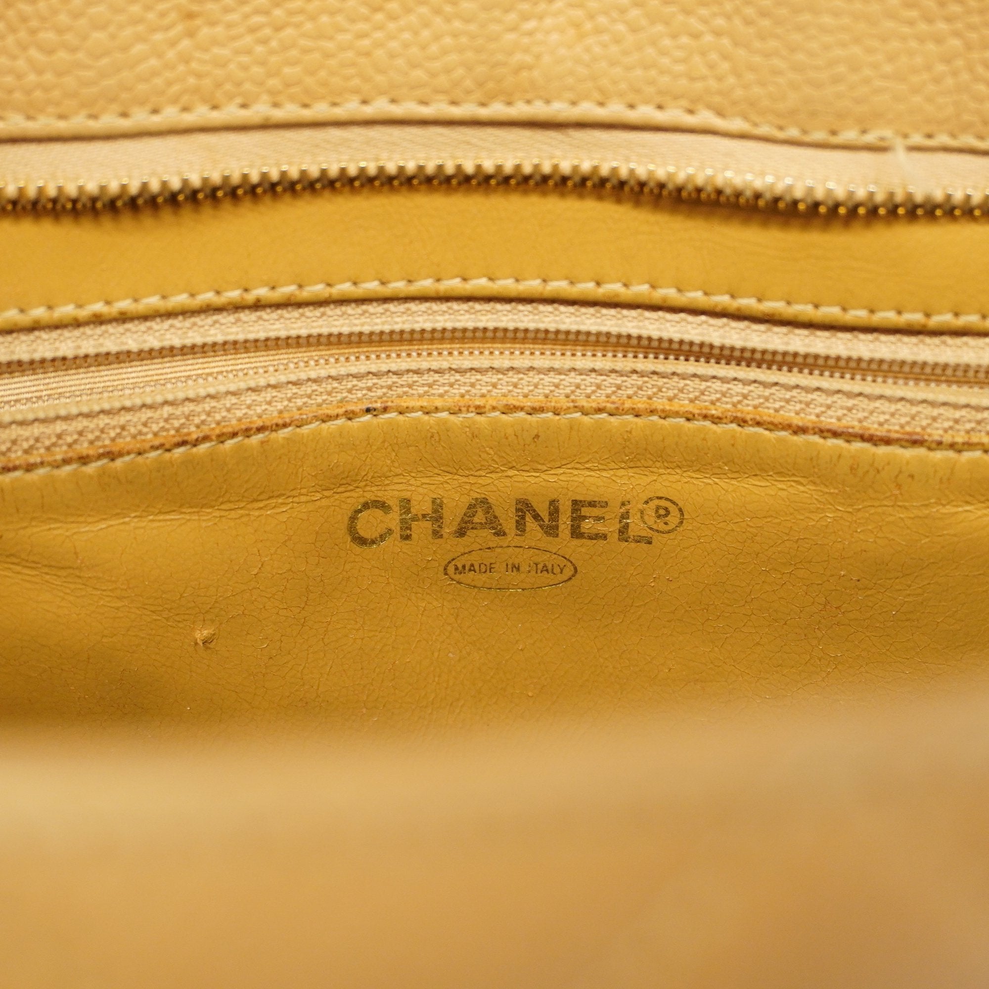 CHANELAuth  Reprint Tote Women's Caviar Leather Tote Bag Beige