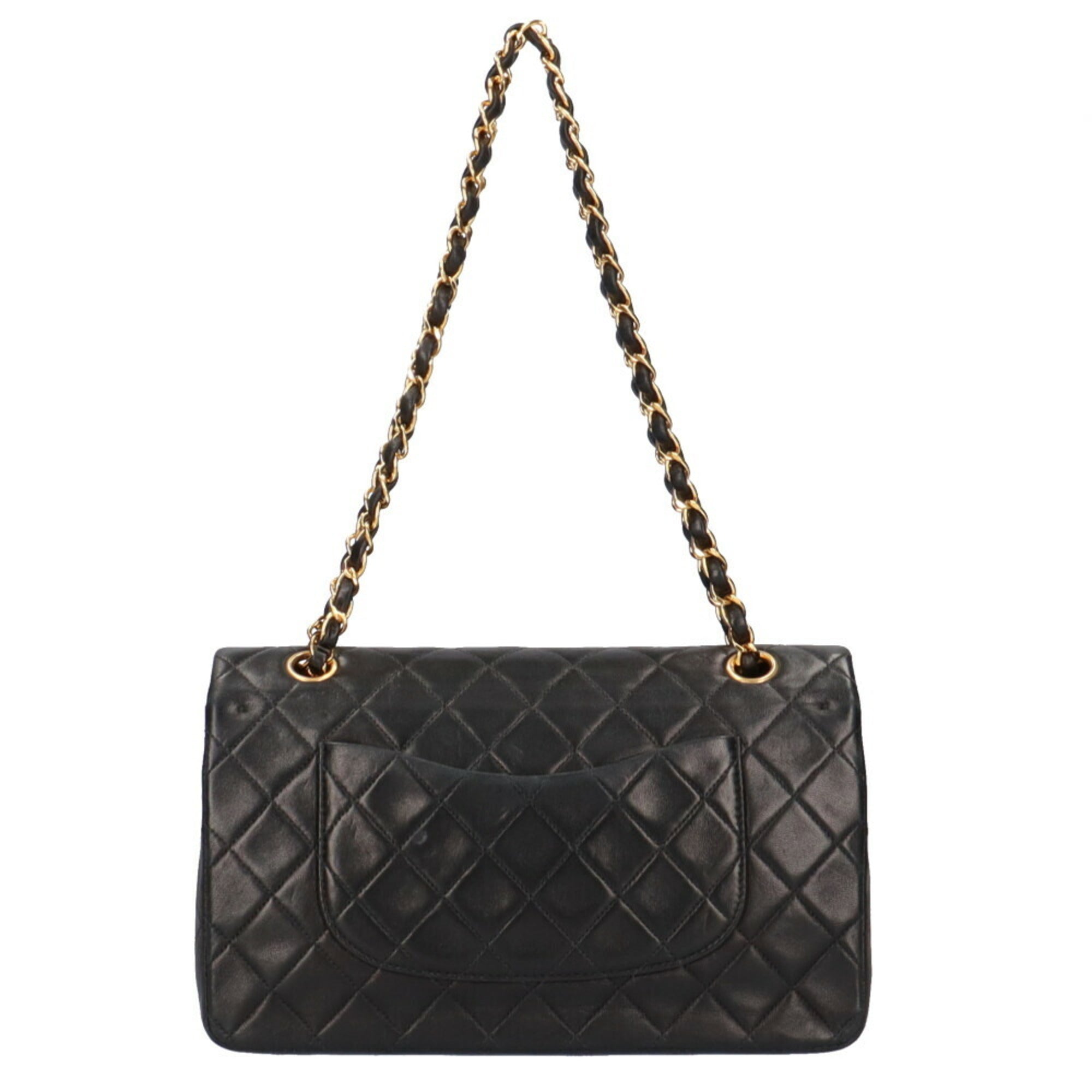 CHANEL chain matelasse shoulder bag lambskin black ladies