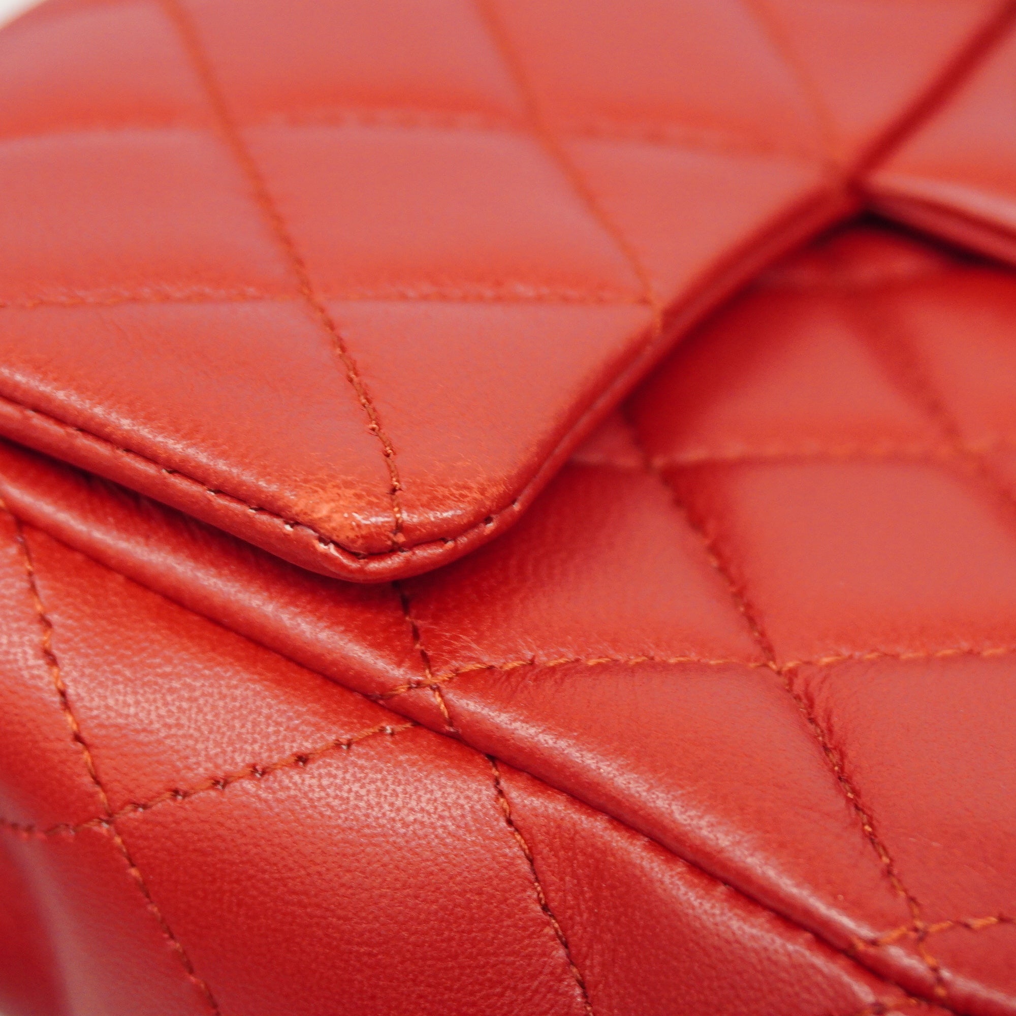CHANELAuth  Matelasse W Flap W Chain Shoulder Bag Lambskin Women's Leather Red