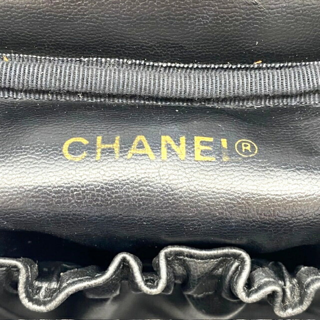 CHANEL Vanity Bag Coco Mark Caviar Skin Women's Black