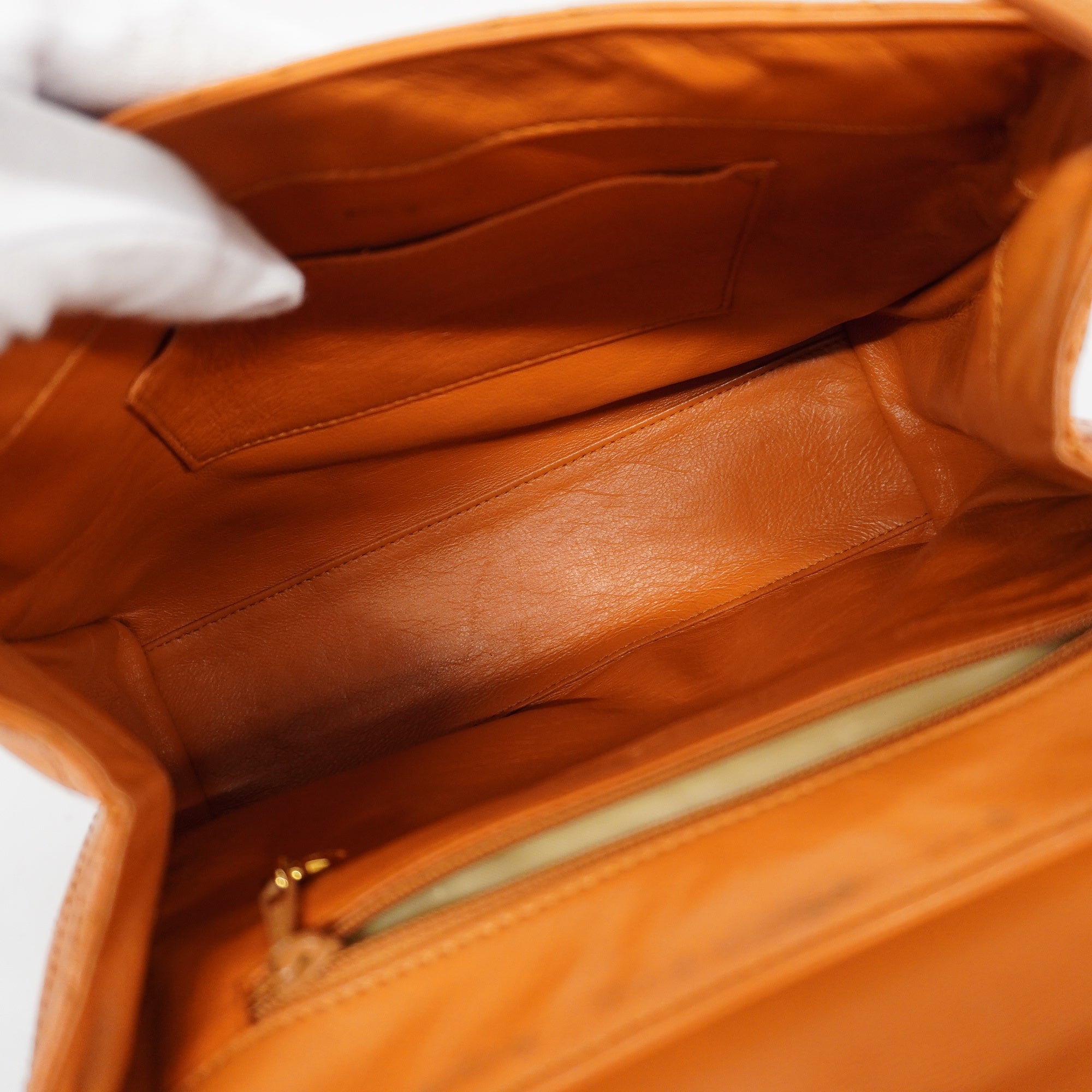 CHANEL  Matelasse Women's Leather Handbag Orange
