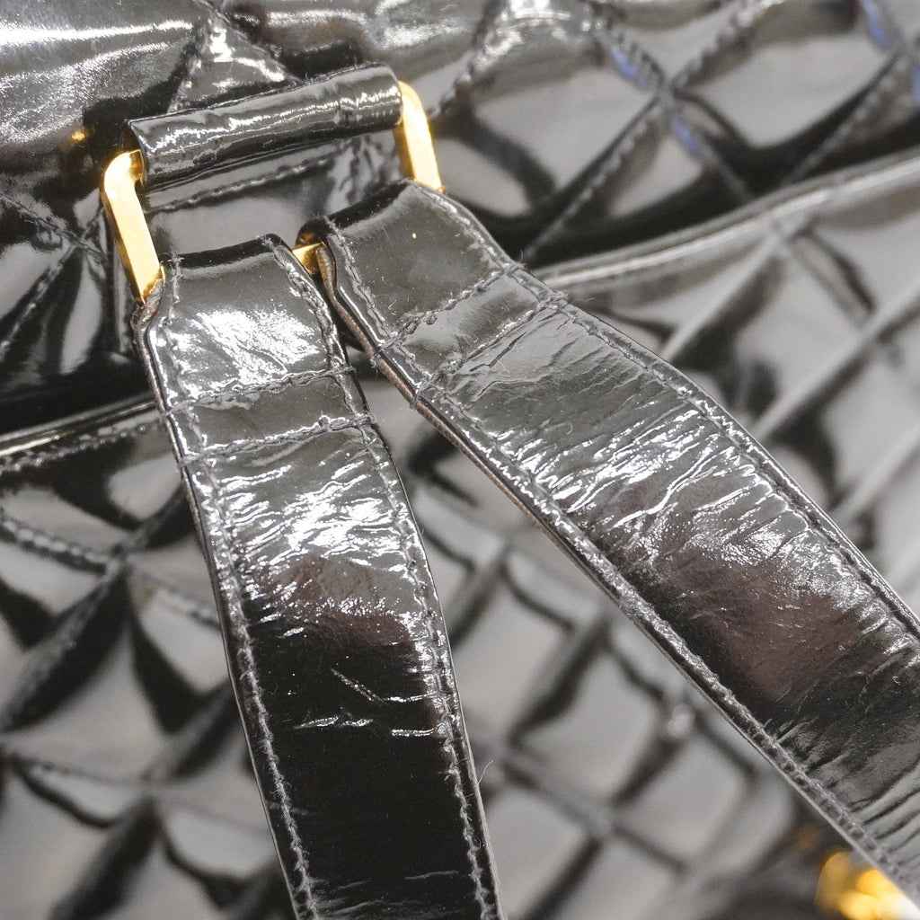 CHANELAuth  Matelasse Rucksack Chain Shoulder Women's Patent Leather Backpack