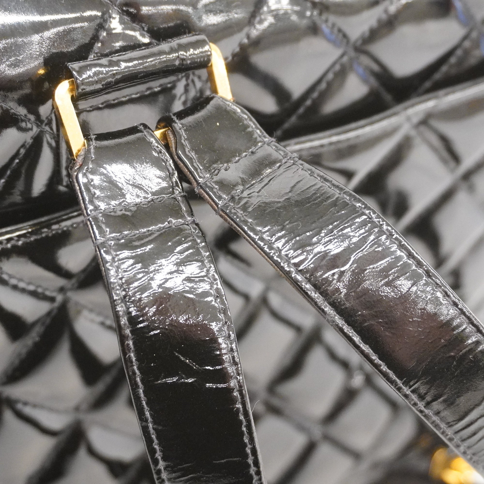 CHANELAuth  Matelasse Rucksack Chain Shoulder Women's Patent Leather Backpack