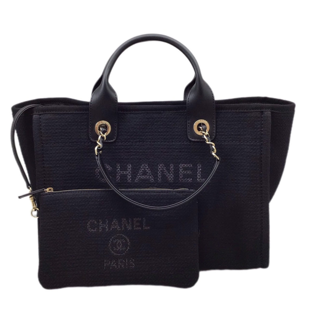 CHANEL Deauville AS3257 Black Tote Bag Handbag Shoulder Women Men Unisex