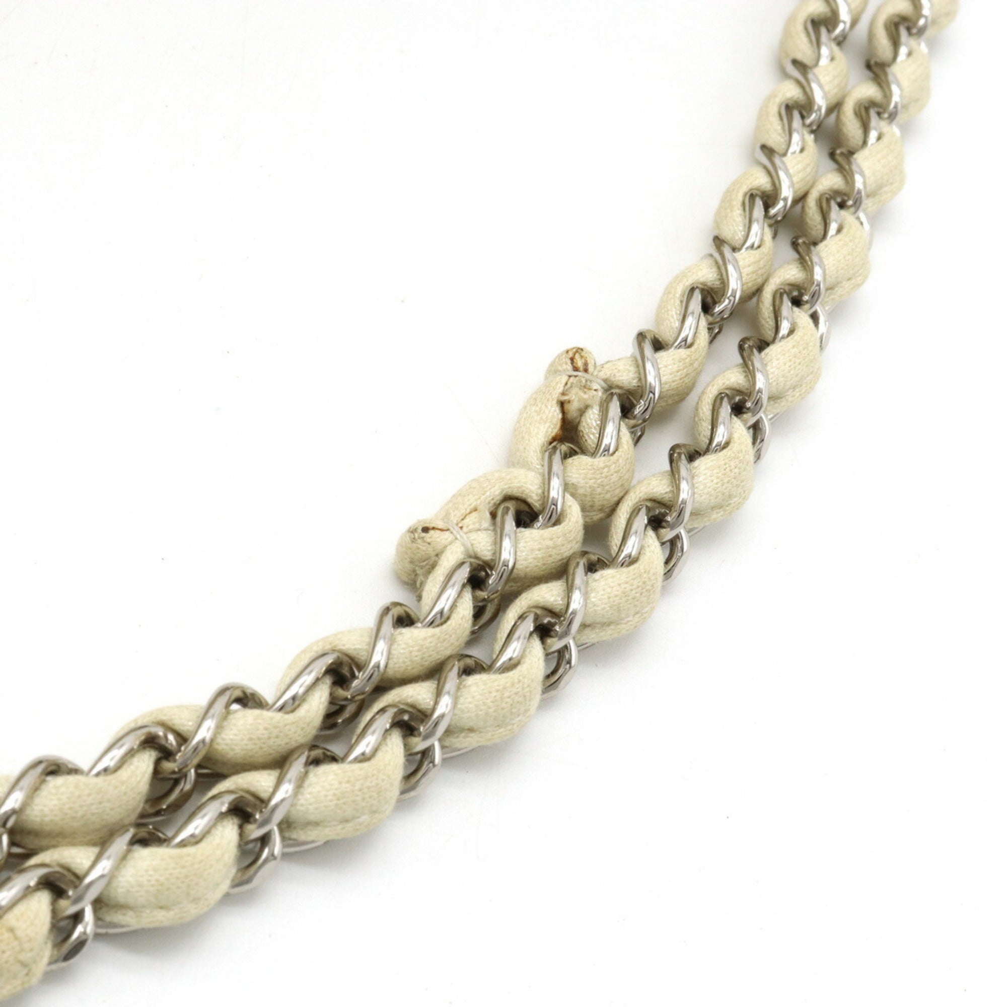 CHANEL LA cruise line chain shoulder bag cotton jersey lame ivory red