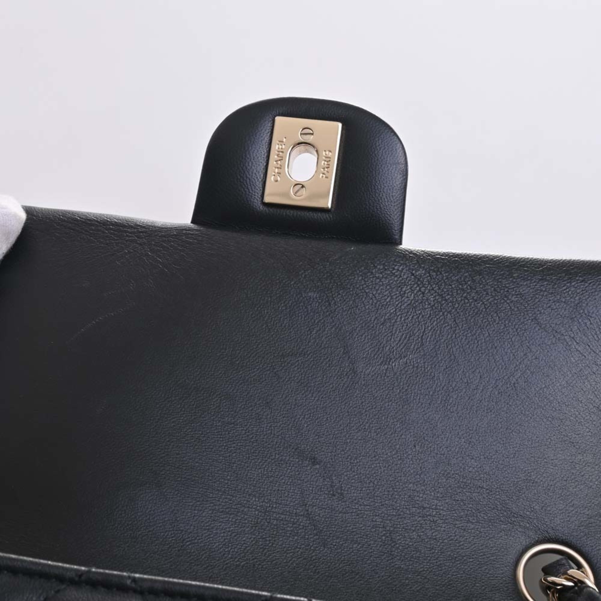 CHANEL Lambskin Matelasse Coco Mark Chain Shoulder Bag Black Ladies