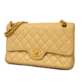 CHANEL  Matelasse W Flap W Chain Women's Leather Shoulder Bag Beige
